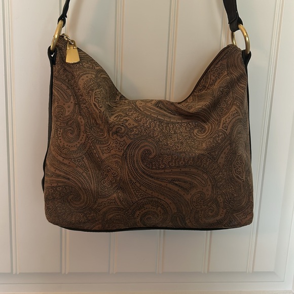 019 Elegant Brown Paisley Leather Shoulder Bag - Picture 2 of 6